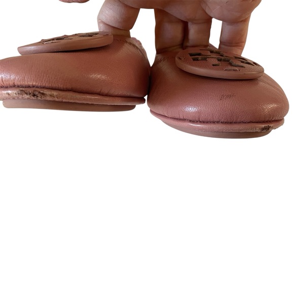Tory Burch Minnie Travel with Leather Logo Ballet Flat Size 8 Rosa Pink - Picture 5 of 11